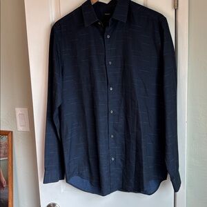 Theory Tait Dash Coupé Navy Cotton Button-Up Shirt Men’s Small